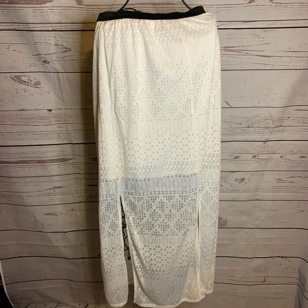 Exhilaration cream maxi skirt with front slits